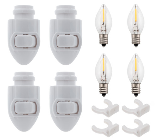 White Plug in LED Night Light with Switch, Manual On Off Nightlight for Bathroom, Hallway, Garage, Bedroom, Nursery, UL Listed | 4 Pack