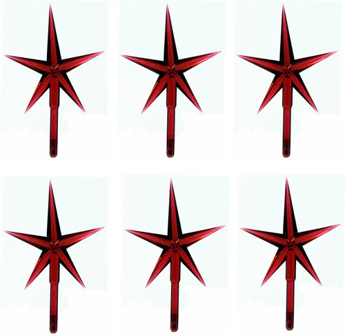 6 Pack Red Stars Ceramic Christmas Tree Lights Plastic Light Decorations - Replacement Parts Christmas Tree Ornaments