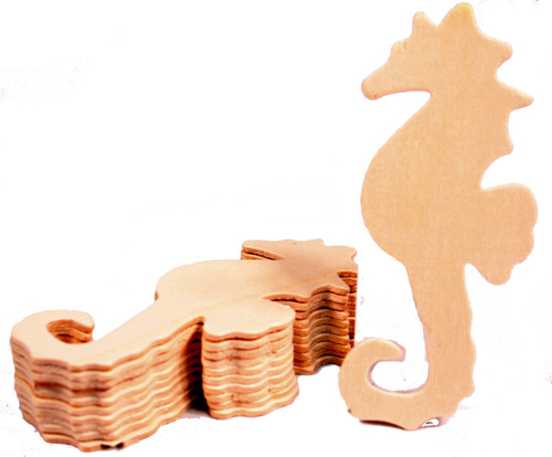 Unfinished Wood Seahorse Cutout Shapes, 5 Inch Tall, Ready to Paint or Decorate, Pack of 24