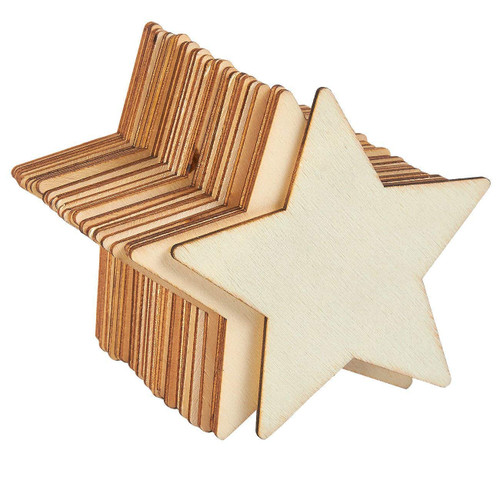 100 Unfinished Wood Cutouts - 3 Star - Ready to Paint! Perfect for camps!  - Wholesale Craft Outlet