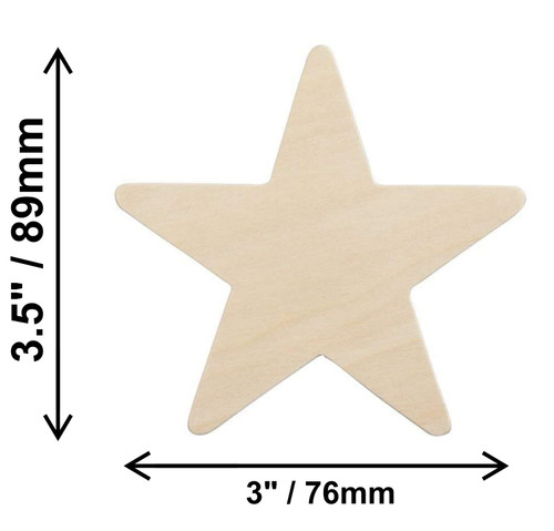 100 Unfinished Wood Cutouts - 3 Star - Ready to Paint! Perfect for camps!  - Wholesale Craft Outlet