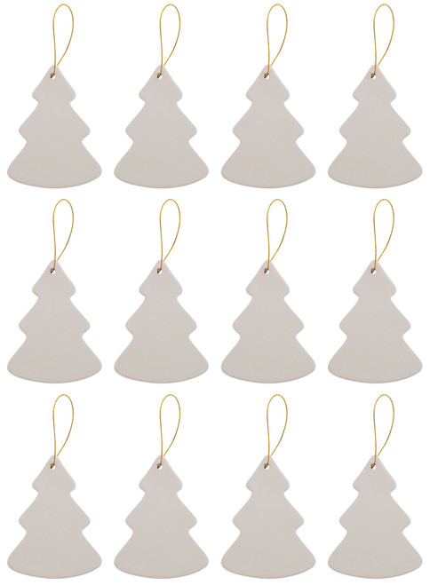 Ready to Paint DIY Star Shape Porcelain Ceramic Ornaments with Hanger for  Christmas Tree and Holiday Decoration