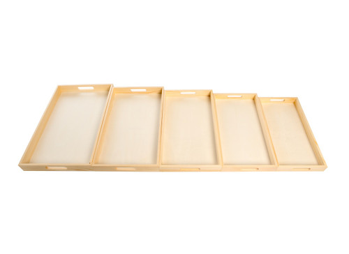 Wooden Nested Serving Trays - Set of 5 Unfinished Rectangle Trays