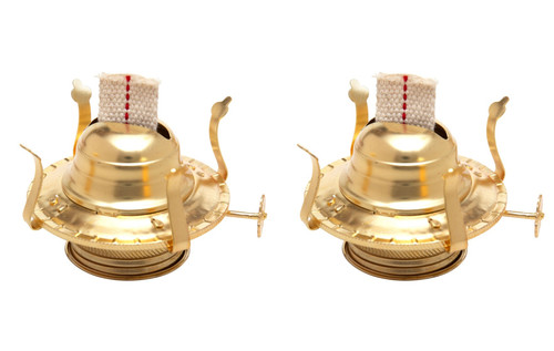 Brass Plated Oil Burner with Cotton Wick - Replacement for Antique Kerosene Lamps | 2 Pack