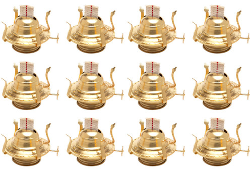Brass Plated Oil Burner Replacement for Antique Kerosene Lamps | 12 Pack
