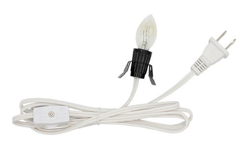 Clip-in Lamp Cord and 7w Bulb for Salt Lamps, Christmas Villages, Pumpkins & More - 6 Foot with On/Off Switch (White)