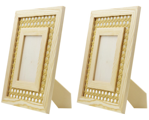 Unfinished Wood Cane Webbing Picture Frame, Paint or Decorate to Suit Your Style – Fits 4″ × 6″ Photos, Boho Display for Tabletop or Wall | 2 Pack Visit the Creative Hobbies Store