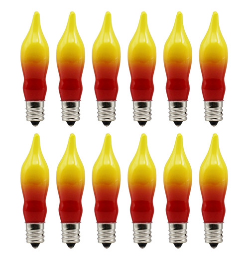 12 Pack Orange & Red Flame Tip Incandescent Bulbs, 7W 120V, E12 Candelabra Base, Perfect for Electric Window Candles, Chandeliers, Sconces, Halloween & Fall Décor 12 Pack Orange & Red Flame Tip Incandescent Bulbs, 7W 120V, E12 Candelabra Base, Perfect for Electric Window Candles, Chandeliers, Sconces, Halloween & Fall Décor