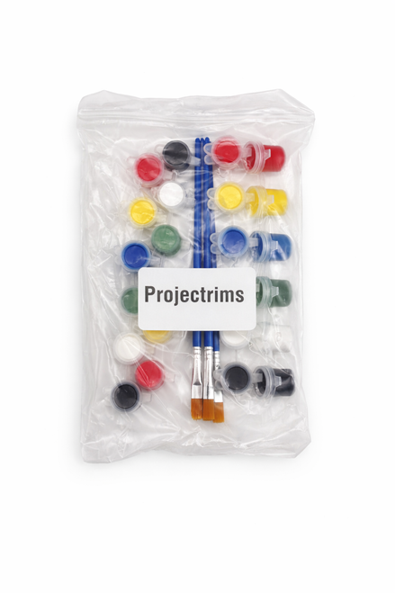 Projectrims™ Paint Set with Brushes, Multi-Color Paint Pots for Crafts, Ceramic, Wood, Ornaments, Canvas and DIY Art Projects