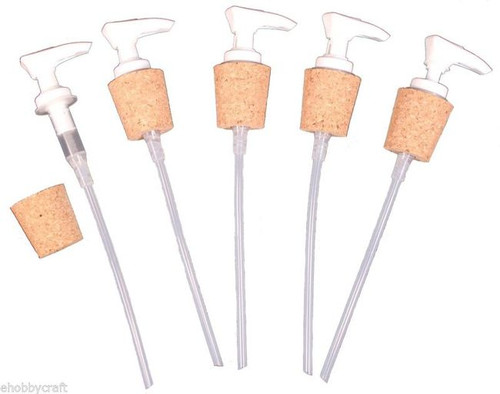 White Lotion Soap Dispenser Pump Has Cork Stopper For Easy Press-In Fit (Pkg/5)