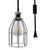 Industrial Hanging Pendant Light with Plug in Cord, Vintage Wire Cage Lamp for Kitchen Island Dining Room Farmhouse, 15 Cord with On Off Switch (Silver)