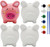 4 Pack of Ready to Paint Ceramic Bisque Piggy Banks - Includes Paint, Brushes and How to Guide | Piggy Bank