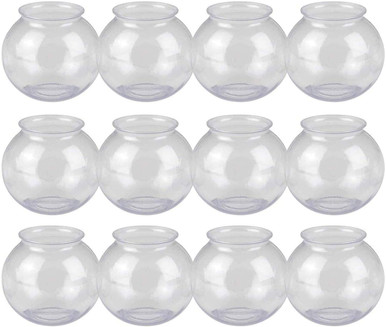 12 Pack - 4 Inch (100mm) Ivy Bowls Clear Plastic Shatterproof - 16 Ounce  -Great For Fishbowl, Carnival Games, Candy, Party Favors, Table  Centerpieces