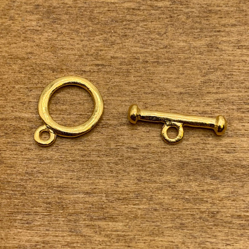 10mm Satin Gold Hammered Toggle Set