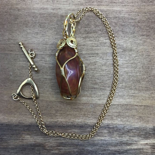 Wire-Wrapped Fancy Jasper Stone Pendant Wire-Wrapped Fancy Jasper Stone Pendant