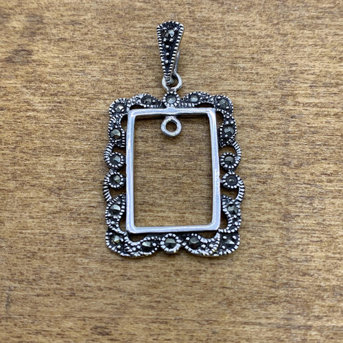 Sterling Silver Marcasite 22mm x 26mm Frame Drop