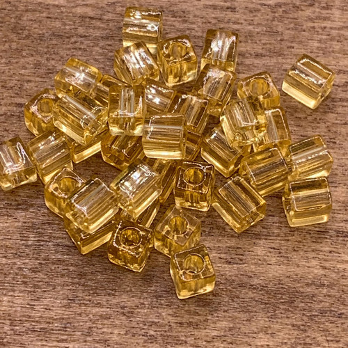 4mm Transparent Amber Miyuki Cubes