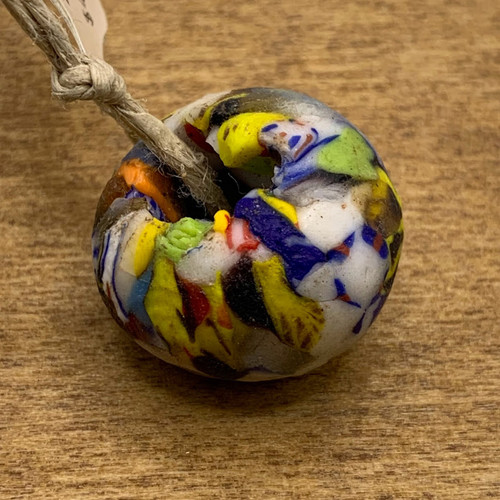 African 20mm Multicolor Recycled Glass Bead