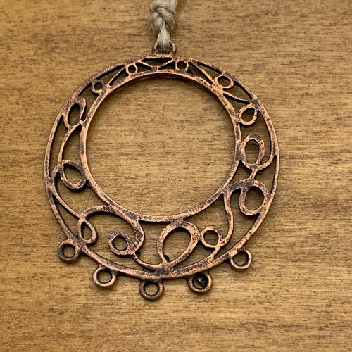 38mm Antique Copper Swirly Loop Pendant