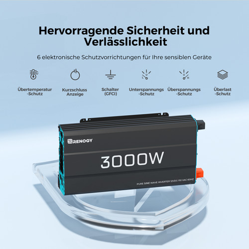 Mitglieder Sale 26.-29. Juli 3000W 12V auf 230V Reine Sinus Wechselrichter mit 2 EU-Steckdose und Netzvorrangschaltung