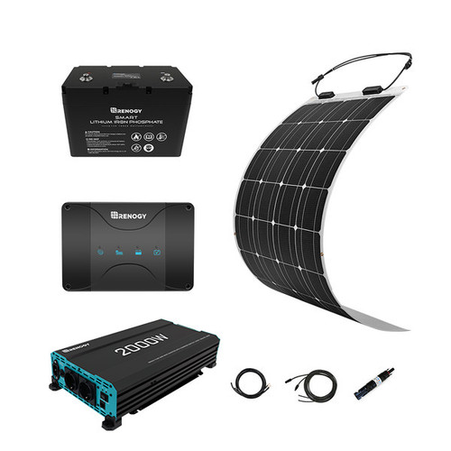 175W Solaranlage flexibel mit 12V 100Ah Lithium Batterie für Wohnmobile/Wohnwagen/Boote