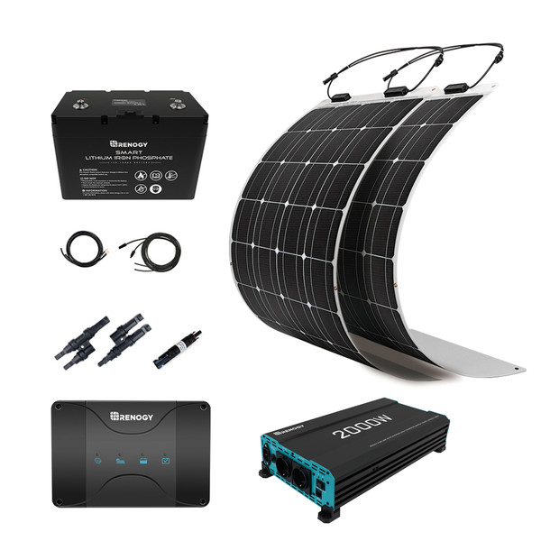 350W Solaranlage flexibel mit 12V 100Ah Lithium Batterie für Wohnmobile/Wohnwagen/Boote
