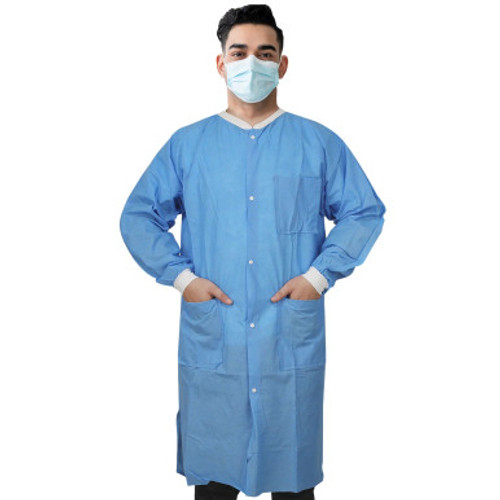 Disposable Laboratory Uniform 45g SMS, Anti fluid, latex free, 100/cs