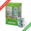 16 Pack - 390ml / 12oz Double Wall BioCup & Paper Lid 48/Carton RT-BC-12DW/BCL12P-3X16P-P BioPak