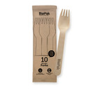 10 Pack - 16cm Wooden Fork In Paper Sleeves 200/Carton