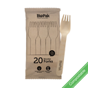 20 Pack - 16cm Wooden Fork In Paper Sleeves 400/Carton