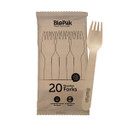 20 Pack - 16cm Wooden Fork In Paper Sleeves 400/Carton RT-HY-16F-20X20P-P BioPak
