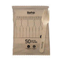 50 Pack - 16cm Wooden Fork In Paper Sleeves 1000/Carton RT-HY-16F-20X50P-P BioPak