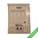 50 Pack - 16cm Wooden Fork In Paper Sleeves 1000/Carton RT-HY-16F-20X50P-P BioPak
