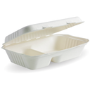 23x15x8cm / 9x6x3" White 2-Compartment BioCane Clamshell 250/Carton