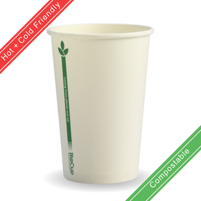 320ml / 10oz (80mm) Single Wall Green Line White BioCup 1000/Carton