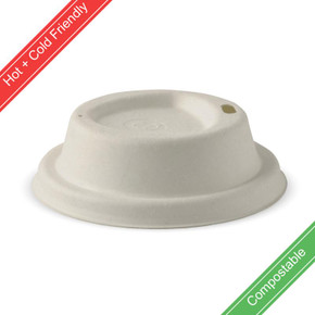 80mm Small Natural Plant Fibre BioCup Lid 1000/Carton BCL-8PULP-N BioPak