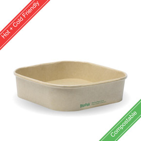 750ml Kraft BioBoard Square Takeaway Base 300/Carton BB-SLB-750-N BioPak 750ml Kraft BioBoard Square Takeaway Base 300/Carton BB-SLB-750-N BioPak