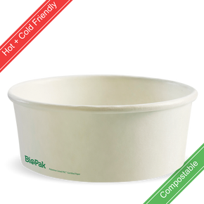 1,300ml (184mm) Extra Large White BioBowl 200/Carton