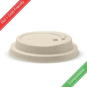 90mm Large Natural Reclosable Plant Fibre BioCup Lid 1000/Carton BCL-12PULP-R-N BioPak