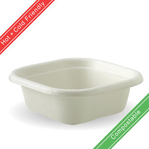 Square 280ml White BioCane Takeaway Base 600/Carton B-SLB-280-W BioPak