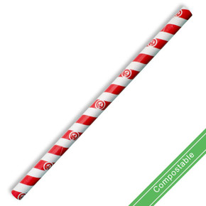 10mm Jumbo Red Stripe BioStraw 2500/Carton JP-PBS-10X197-RS BioPak