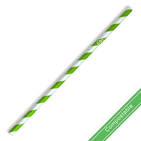6mm Regular Green Stripe BioStraw 2500/Carton