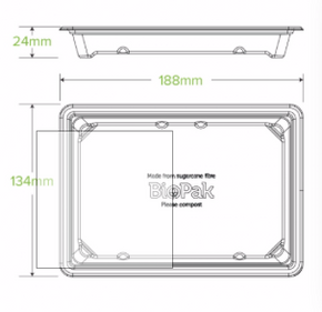 Medium BioCane Sushi Tray 600/Carton