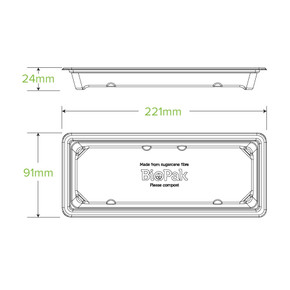 Long BioCane Sushi Tray 600/Carton