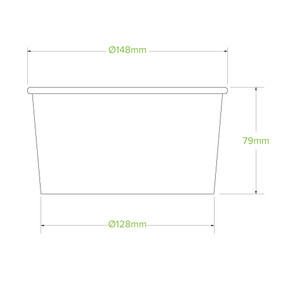 1,000ml (148mm) Large Kraft BioBowl 400/Carton