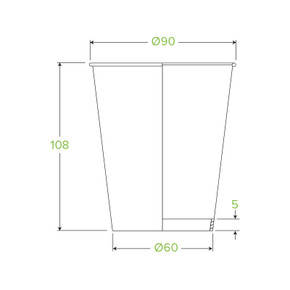 390ml / 12oz (90mm) Single Wall Green Leaf BioCup (90mm) 1000/Carton