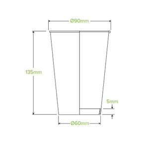 510ml / 16oz (90mm) Black Single Wall BioCup 1000/Carton BC-16B BioPak