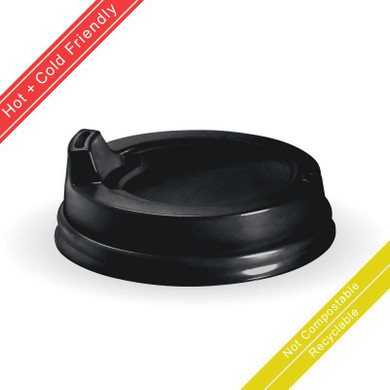 80mm Black PS Sipper BioCup Lid 1000/Carton BCL-8B-SIPPER BioPak
