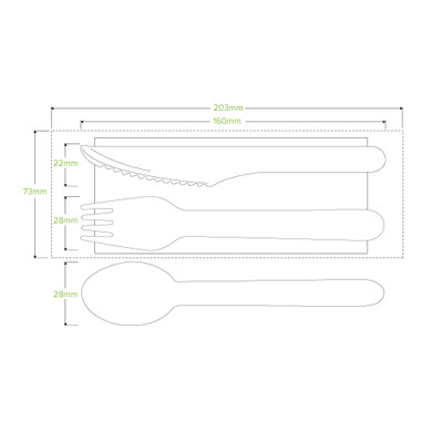 16cm FSC Wood Fork, Knife, Spoon & Napkin Sets 280/Carton