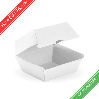 Large Burger BioBoard White Box 150/carton BB-BURGER-BOX-LARGE-W BioPak